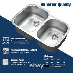 Costway 32 UnderMount 60/40 Double Bowl Kitchen Sink Stainless with Accessories