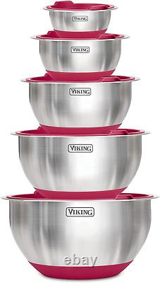 Culinary Stainless Steel Mixing Bowl Set, 10 Piece, Non-Slip Silicone Base, Incl