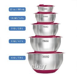 Culinary Stainless Steel Mixing Bowl Set, 10 Piece, Non-Slip Silicone Base, Incl