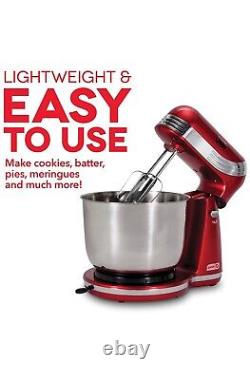 Dash Stand Mixer 6 Speed Stand Mixer with 3 qt Stainless Steel Mixing Bowl (a)