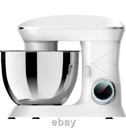 Decdeal Stand Mixer, 6.5-Qt 660W Food Mixer withStainless Steel Mixing Bowl, White