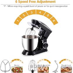 Decdeal Stand Mixer, 6.5-Quart 660W Food Mixer with Stainless Steel Mixing Bowl