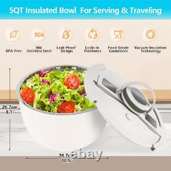 Double-Walled Stainless Steel Insulated Serving Bowl with Leak Proof Lid Ins