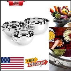 Durable Mixing Bowls Set 1.5, 3, and 5 Quart Stainless Steel with Handles