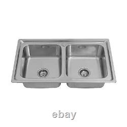ENKI KS022 Stainless Steel Kitchen Sink 2.0 Double Bowl Square Sink Reversible
