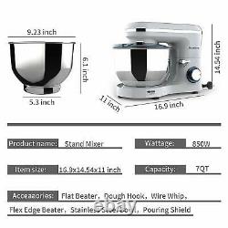 Electric Food Stand Mixer 6 Speed 6.5QT 660W Tilt-Head Stainless Steel Bowl Svr