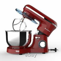 Electric Food Stand Mixer 6 Speed 6QT 850W Tilt-Head Stainless Steel Bowl Red
