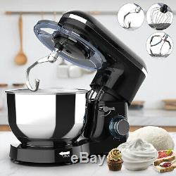 Electric Food Stand Mixer 6 Speed 7QT 660W Tilt-Head Stainless Steel Bowl Black