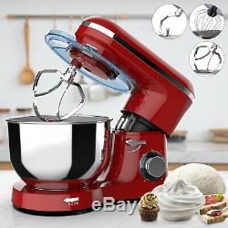 Electric Food Stand Mixer 6 Speed 7QT 660W Tilt-Head Stainless Steel Bowl Red