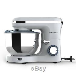 Electric Food Stand Mixer 6 Speed 7QT 660W Tilt-Head Stainless Steel Bowl Silver