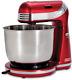 Electric Mixer 6 Speed Stand Mixer With 3 Qt Stainless Steel Mixing Bowl Red New