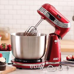 Electric Mixer 6 Speed Stand Mixer With 3 qt Stainless Steel Mixing Bowl Red NEW