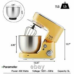 Electric Mixer with 5 Quart Stainless Steel Bowl Dough Hook Mixing Beater & Whisk