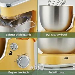 Electric Mixer with 5 Quart Stainless Steel Bowl Dough Hook Mixing Beater & Whisk