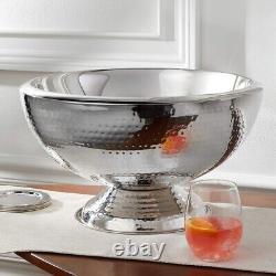 Elegance Hammered 3-Gallon Stainless Steel Doublewall Punch Bowl