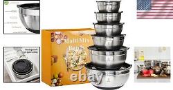 Elegant 19-Piece ROYDX Stainless Steel Mixing Bowls with Airtight Lids & Grater