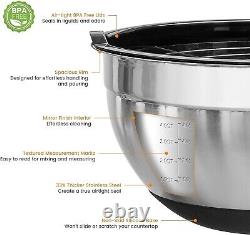 Elegant 19-Piece ROYDX Stainless Steel Mixing Bowls with Airtight Lids & Grater