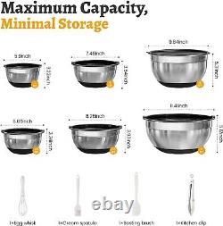 Elegant 19-Piece ROYDX Stainless Steel Mixing Bowls with Airtight Lids & Grater