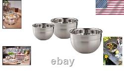 Elegant 3-Piece Stainless Steel Mixing Bowls Set 1.7qt, 3.3qt, 5.7qt