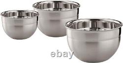 Elegant 3-Piece Stainless Steel Mixing Bowls Set 1.7qt, 3.3qt, 5.7qt