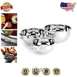 Elegant Nesting Mixing Bowls Set Dishwasher Safe Stainless Steel Design