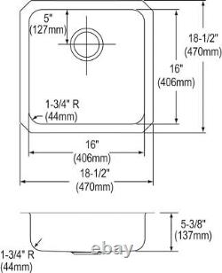 Elkay Lustertone Classic ELUHAD161655 Single Bowl Undermount Stainless Steel