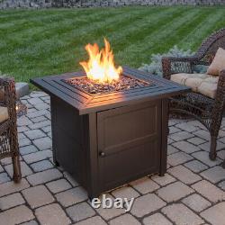 Endless Summer 30 inch Propane Gas Outdoor Fire Pit Table with Black Fire Glass