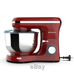 Food Stand Mixer 7QT Tilt-Head Stainless Steel Bowl 660W Electric 6 Speed Red