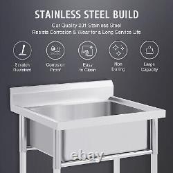 Free Standing Commercial Kitchen Sink Stainless Steel Catering Washing Bowl