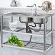Free Standing Stainless-steel Double Bowl Commercial Restaurant Kitchen Sink Set