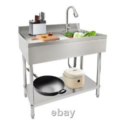 Free Standing Stainless-Steel Single Bowl Commercial Restaurant Kitchen Sink Set