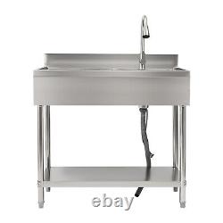 Free Standing Stainless-Steel Single Bowl Commercial Restaurant Kitchen Sink Set