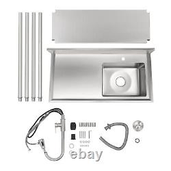 Free Standing Stainless-Steel Single Bowl Commercial Restaurant Kitchen Sink Set