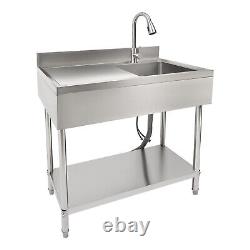 Free Standing Stainless-Steel Single Bowl Commercial Restaurant Kitchen Sink Set