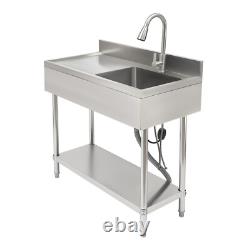 Free Standing Stainless-Steel Single Bowl Commercial Restaurant Kitchen Sink Set