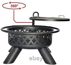 Galilo Fire Pit Wood Round Fire Bowl 38 Ourdoor Heater withCover Adjustable Grill
