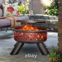 Galilo Fire Pit Wood Round Fire Bowl 38 Ourdoor Heater withCover Adjustable Grill