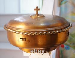 Gold Plated Stainless Metal Bowl with Church Cross Communion Serving Dish