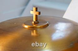 Gold Plated Stainless Metal Bowl with Church Cross Communion Serving Dish