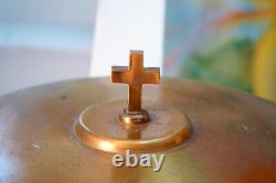 Gold Plated Stainless Metal Bowl with Church Cross Communion Serving Dish