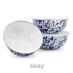 Golden Rabbit Enamelware Set of 3 Mixing Bowls (Ocean)