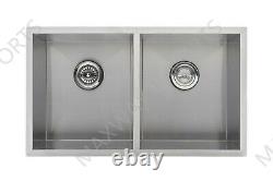 Handmade 32x19 Undermount Double Bowl 304 Stainless Steel Kitchen Sink Zero R0