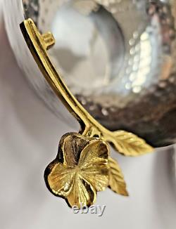 Handmade Hammered Silver & Gold Bowl Set Of 2 & Spoon Flower Design Decorative