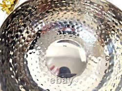 Handmade Hammered Silver & Gold Bowl Set Of 2 & Spoon Flower Design Decorative