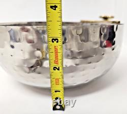 Handmade Hammered Silver & Gold Bowl Set Of 2 & Spoon Flower Design Decorative