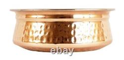 Handmade Stainless Steel & Copper Handi Bowl Indian Food Dish Serving Set of 6