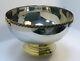 Handmade Stainless Steel Large Serving Bowl With Brass Beaded Rim And Brass Base