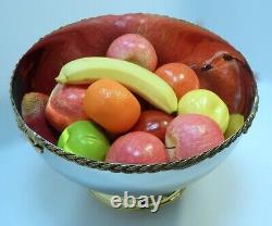 Handmade Stainless Steel Large Serving Bowl with Brass Beaded Rim and Brass Base