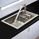 Handmade Stainless Steel Single Bowl Undermount Kitchen Sink With Faucet & Cover