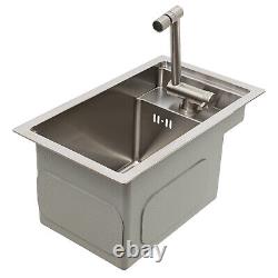 Handmade Stainless Steel Single Bowl Undermount Kitchen Sink with Faucet & Cover